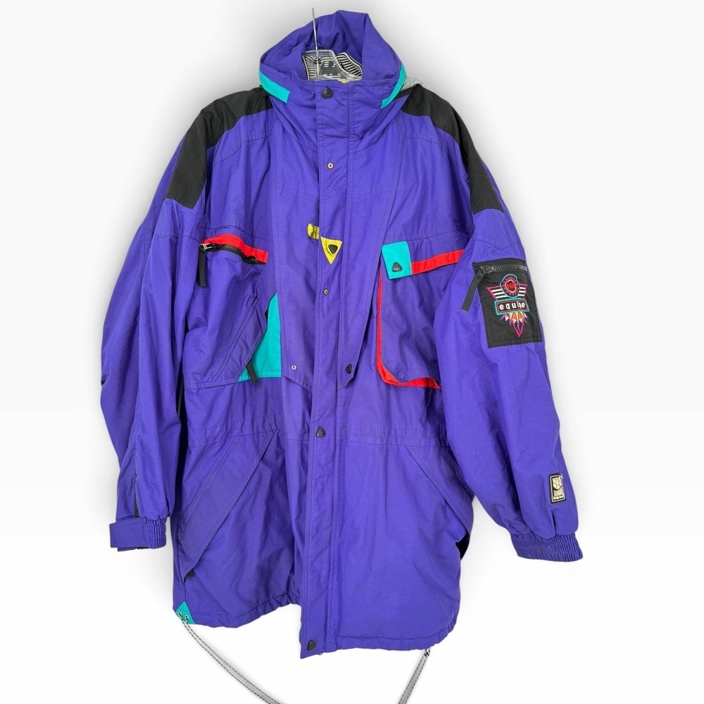 Helly Hansen Snowboard Jacket Mens XL Purple Excellent Vintage Equipe Helly-Tech